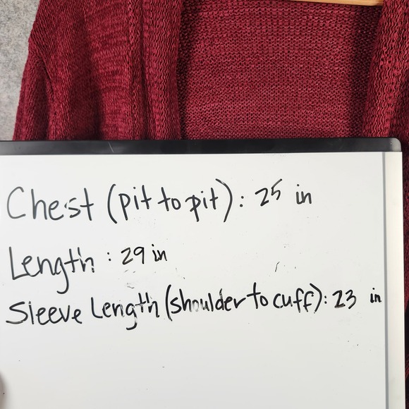 August Silk Woman Cardigan Sweater 3X Burgundy Red Open Front Knit Layering - Picture 6 of 11